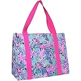 Lilly Pulitzer Insulated Market Shopper Bag Large Capacity, Oversize Reusable Grocery Tote with Thermal Insulated Interior