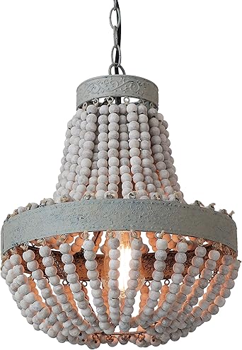 Anmytek Wood Beaded Chandelier Pendant Light Gray White Finishing Kitchen Island Lighting Retro Vintage Rustic Beads Ceiling Lamp Light Fixtures 1 Light Chandeliers Amazon Canada