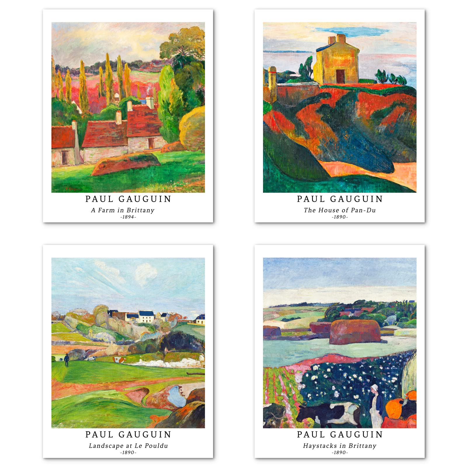 Berkin Arts Wall Art Unframed Prints Giclee Art Paper Set of 4, 11x14 inch Landscape Artwork, Home Decoration Vintage Multicolor Aesthetic Pink Cityscape Seascape Birthday Gift Andre Derain Prints