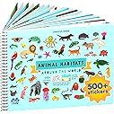 Animals Habitat 500+ Kids Sticker Book by Cupkin Toddler Airplane Travel Activity Coloring and Sticker Book, Road Trip Essent