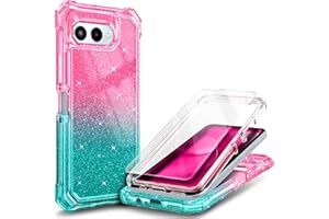 NZND Designed for T-Mobile REVVL 8 Phone Case, Glitter Pink/Aqua | with Screen Protector, Full-Body Shockproof Protective Rugged Impact Resist Bumper Cover
