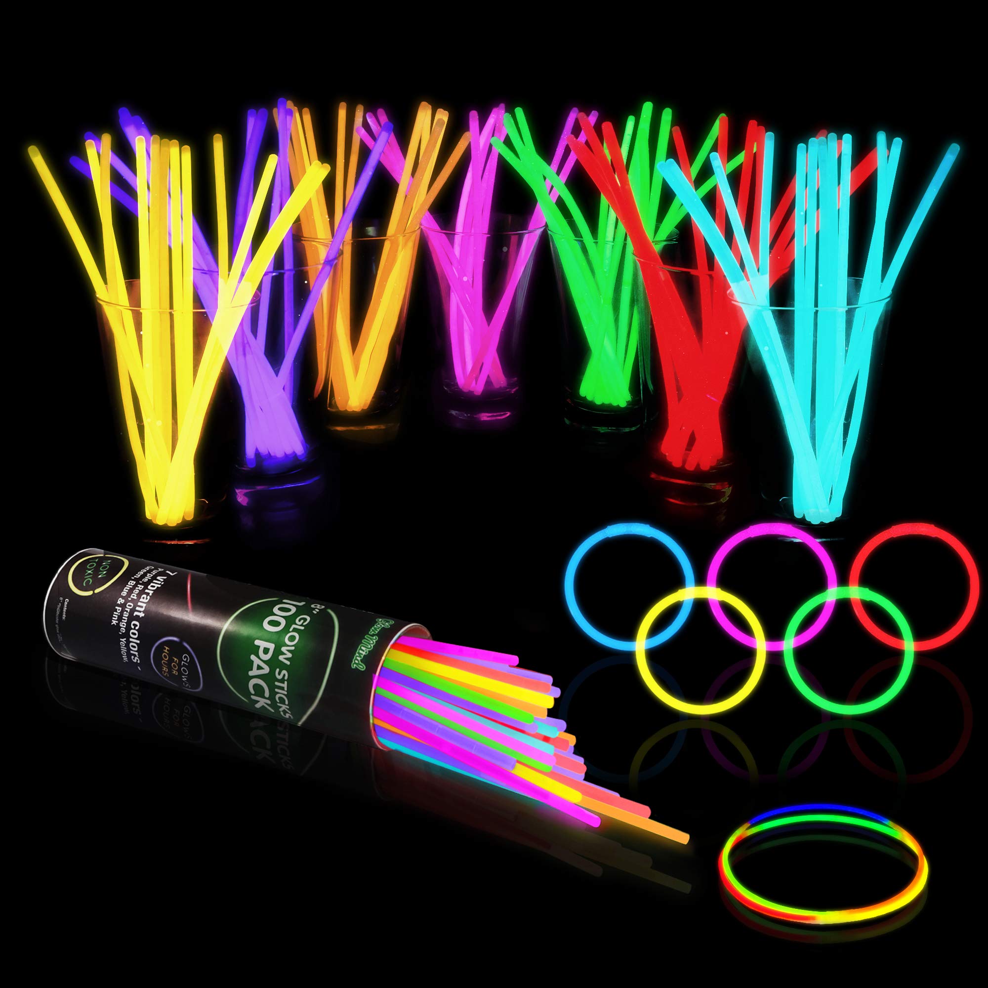 100 Glow Sticks Bulk Party Supplies Glow in The Dark Fun Party Pack  | amzdealz