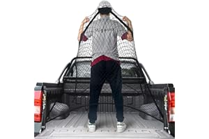 Cargo Net for Pickup Truck Bed, Migaven Highly Elastic Truck Cargo Net Suitable for Daily Light Loads of Trucks, 4' x 4' Stretches to 7'x7' Truck Bed Net with 10Pcs Metal D-Clips