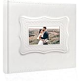 Holoary Photo Album 4x6, 200 Photos PU Leather Vintage Picture Album for Family Wedding Anniversary Baby Vacation (White)