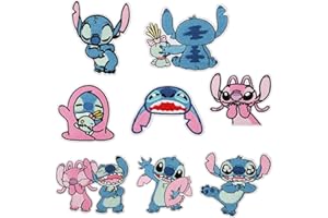 AYVISION 8Pcs Stitch Iron On Patches for Clothing Kids Sew on/Iron on Appliques Decorative Embroidered Patch for Kids Clothes DIY Accessories for T-Shirt, Jackets, Jeans, Vests,Hats, Backpacks