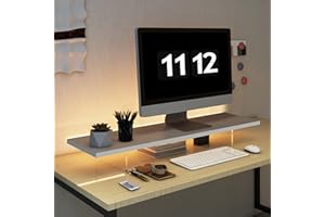 LA QUEENIE Monitor Stand Riser,Wood & Acrylic Computer Monitor Stand with LED Light,Desk Accessories Desktop Organizer Stand for Computer,Laptop,Printer,PC & TV Screen Riser
