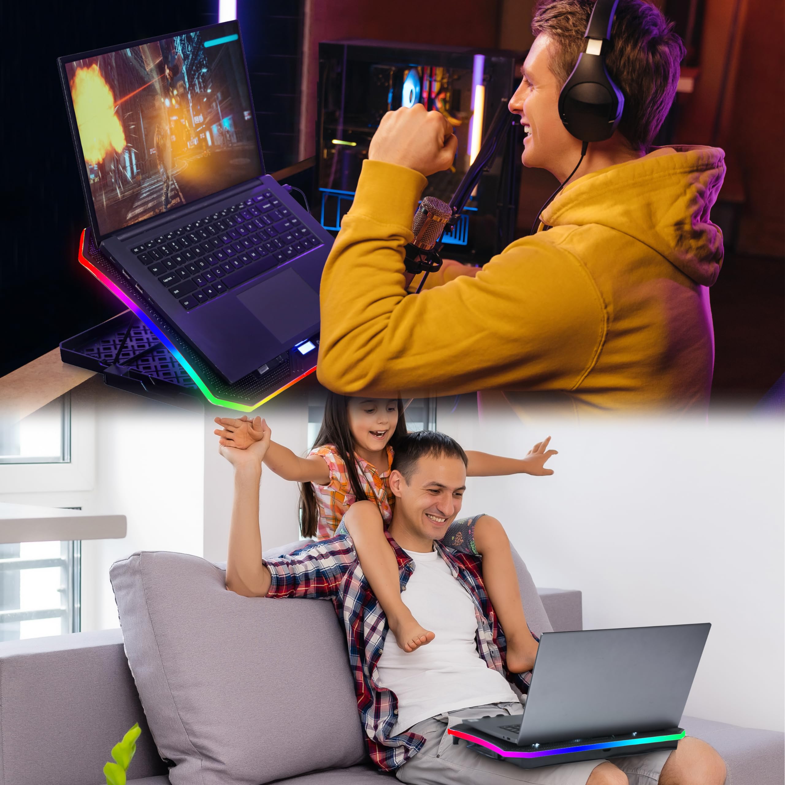 Mua MOOJAY RGB Gaming Notebook Kühler für Schreibtisch und Schoß, 8 ...