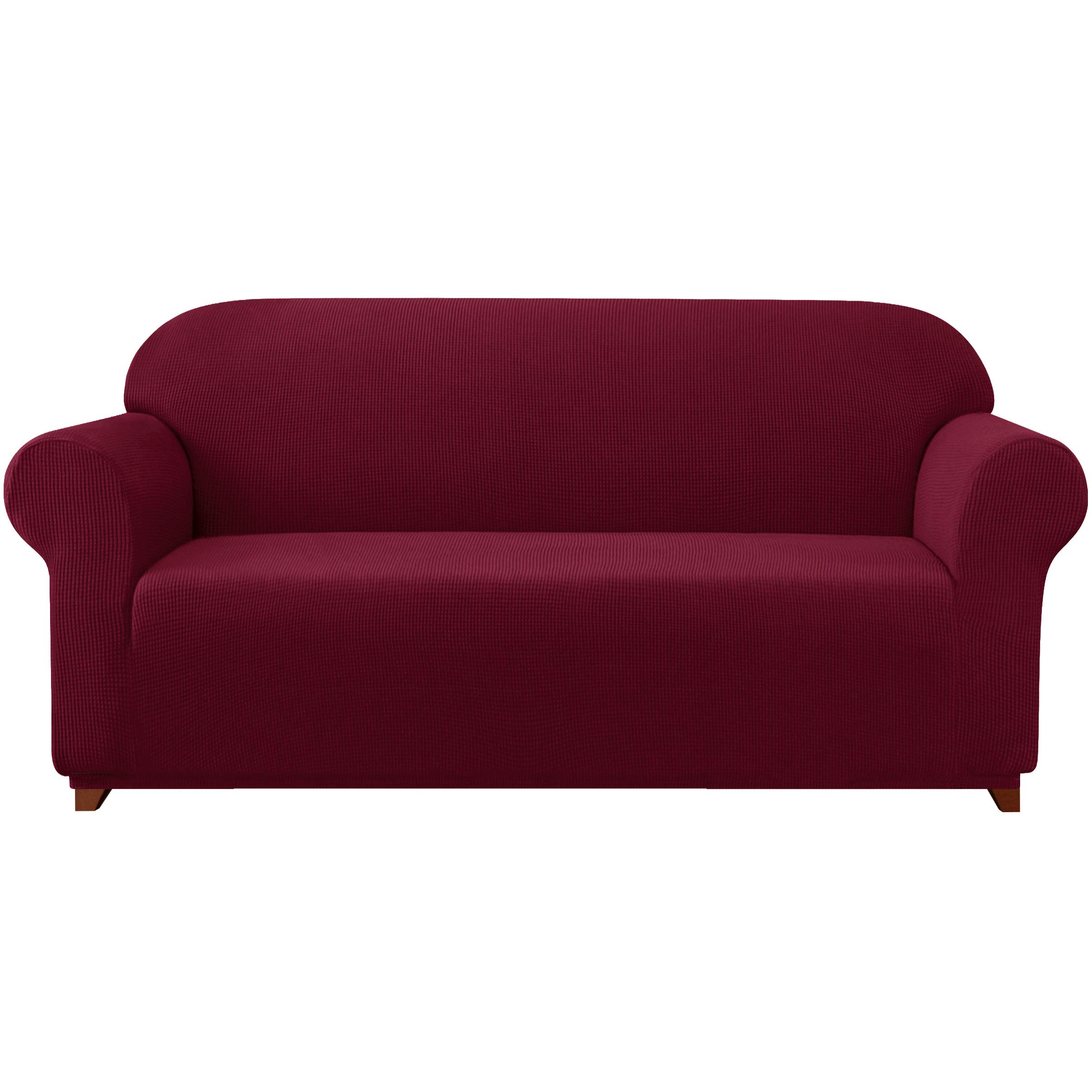 subrtex 1-Piece Stretch Sofa Cover 2-Seaters Spandex Jacquard Fabric Slipcovers for Couch, Armchair, Machine washabl Furniture Protector (Loveseat, Burgundy)