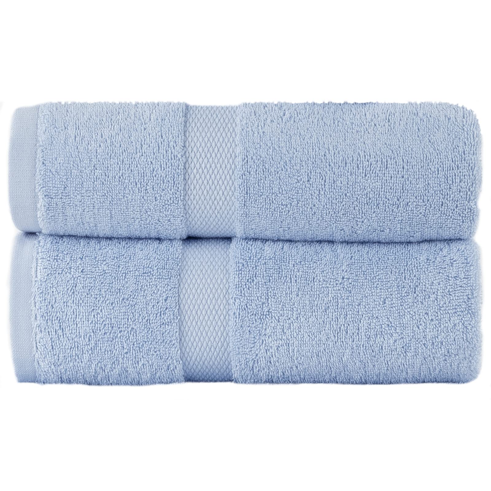 Sue Rossi 100% Egyptian Combed Cotton Hand Towels, Pack Of 2, Very Soft & Absorbent, Quick Dry 600gsm Thick Bathroom Or Kitchen Towel Set. (Sky Blue)