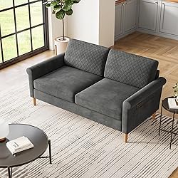 Vesgantti 65" Gray Loveseat, Comfy Mid-Century
