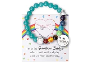 Anavia Pet Portrait Rainbow Bridge Pet Memorial Bracelet for Beloved Dog Cat, Pawprint on My Heart Personalized Handmade Bracelet Keepsake, Loss of Pet Sympathy Jewelry Gift for Women Teen Girl
