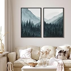 MUDECOR Framed Canvas Print Wall Art Set Misty Pine