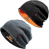 Lvaiz 2 Pack Winter Fleece Lined Mens Beanie Hat Reversible Knit Skull Cap for Men Women Warm Windproof Hat for Outdoor