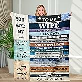 STRJOYNY Valentines Day Gifts for Wife Birthday Anniversary Wedding Gifts Ideas I Love You Presents Gifts for her Women Blanket for Bedding Sofa Office and Travel, to My Wife Blanket from Husband