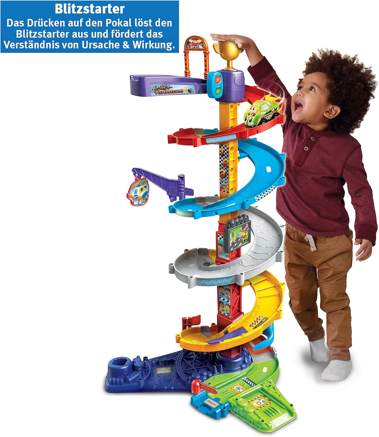 VTech 80-535004 TUT Baby Speedster 2-in-1 Turbo Tower Baby Toy, Racetrack, Parking Garage, Car, Colourful, Groot - Image 4