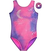 Destira To The Moon Gymnastics Leotard for Girls, Pink and Purple Hologram Fabric - SNUG FIT