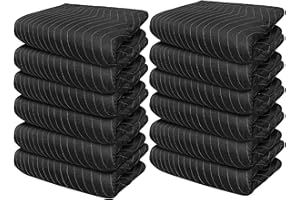 JourneyO 12 Padded Moving & Packing Blankets - Heavy Duty - 80" x 72" (65 lb/dz Weight) - Shipping Furniture Pads for Moving and Storage-Black (12 Heavy Duty 65 lbs/Dozen)