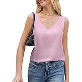 JTD Womens Silk Satin Tank Tops V Neck Dressy Casual Sleeveless Blouses Cami Camisole Summer Basic Tank Shirt