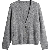 IMTRASO Women's Knit Cardigans Open Front Long Sleeve V Neck Button Down Loose Cardigan Sweaters Cable Knit Outwear Coats