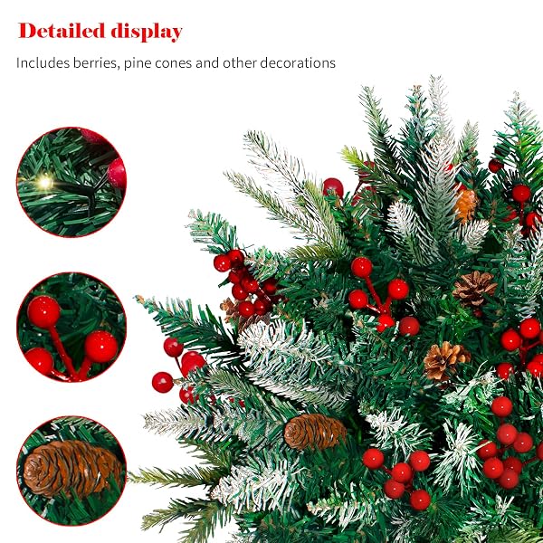 2 PACK LIGHTED ARTIFICIAL CHRISTMAS URN FILLER, BATTERY OPERATED PRE-LIT MINI XMAS TREES, TRIPOD STAKE AND LED LIGHTS CHRISTMAS PORCH DECORATIONS FOR PORCH, YARD, GARDEN, FLOWER BEDS（MULTICOLOR）