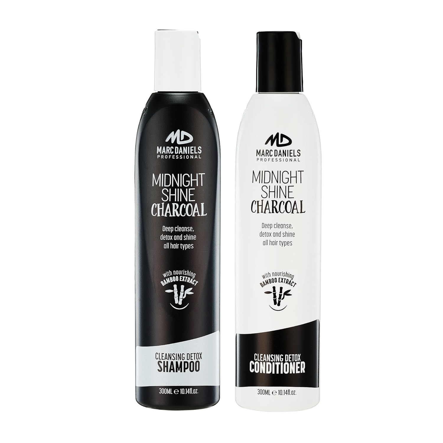 Charcoal Clarifying Shampoo & Conditioner Set Sulfate Free with Bamboo Extract Detoxifying for All Hair Types - Color Treated, Oily, Frizzy – for Women & Men by MARC DANIELS Professional