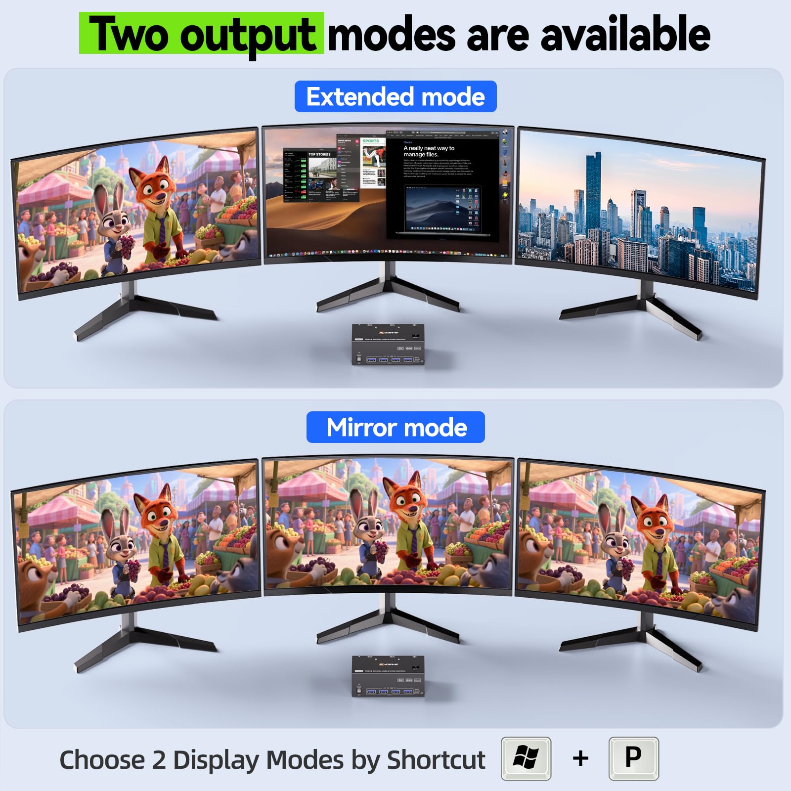 KVM Switch 2 PC 3 Monitore 8K@60Hz,MLEEDA HDMI Displayport KVM Switch Triple Monitor für 2 PC Teilen 3 Monitors und 4 USB3.0-Geräte, mit 12V DC Netzteil,Verdrahtet Fernbedienung und 2 USB-Kabel 3