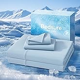 Bedsure Cooling Sheets Queen Size, Cooling Bed Sheets for Hot Sleepers, Chill Cool Sheet, Deep Pocket Up to 18 Inches, Soft & Breathable Queen Sheet Set, 4 Pieces, Blue