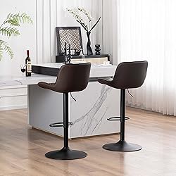 YOUTASTE Brown Bar Stools Set of 2 Adjustable