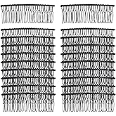 Lawie 20 Pack Bulk 30 Teeth Large Wide Black Metal Side Hair Combs Base Wire Twist Hair Comb Clips Wedding Bridal Veil Combs Decorative Headpiece French Twist Updo Bun Holder Accessories