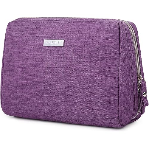 Large Makeup Bag Zipper Pouch Travel Cosmetic Organizer for Women and Girls (Large, Purple)
