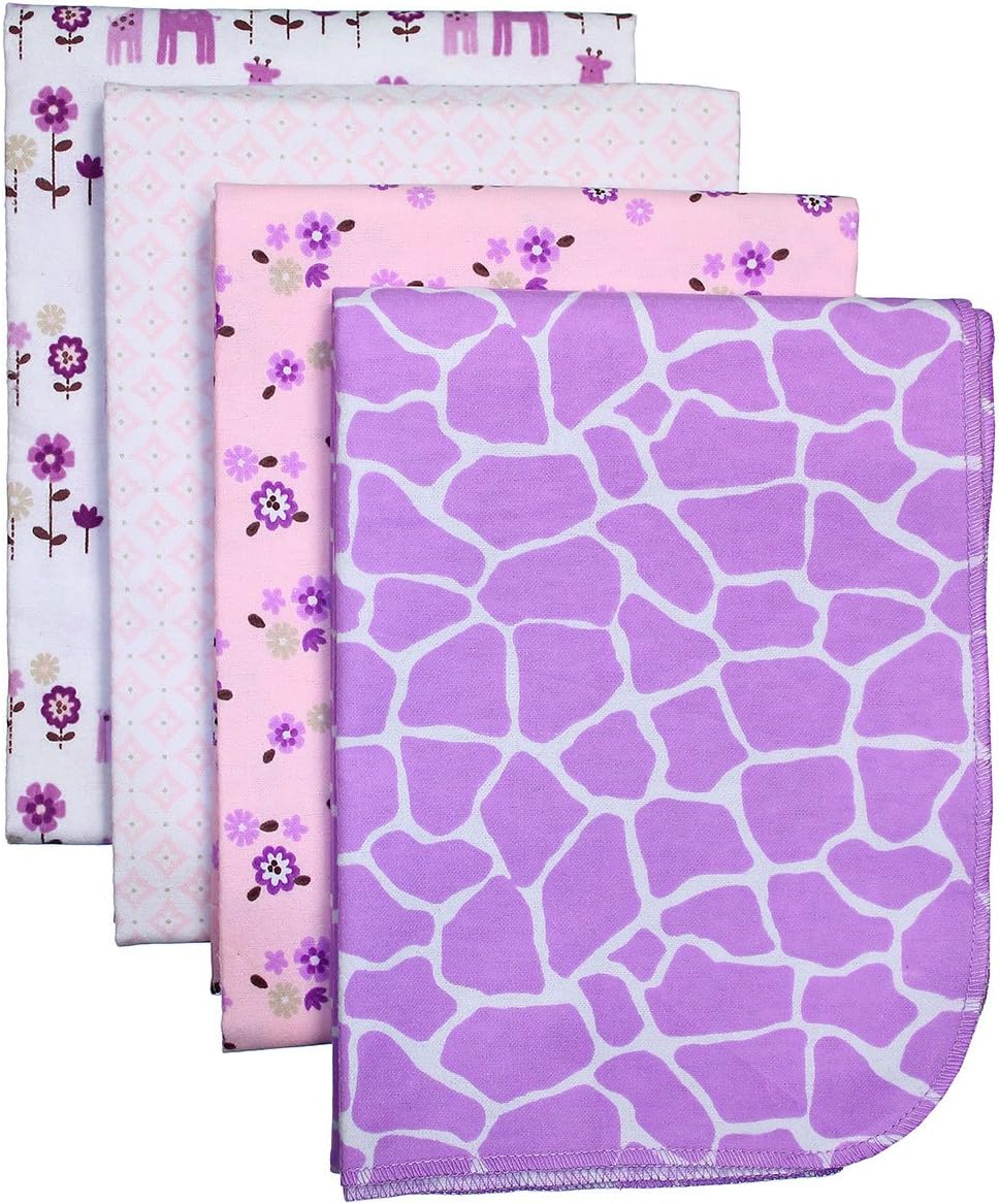 Carter's Cotton Flannel Receiving Blankets, Purple Giraffe by Triboro Quilt