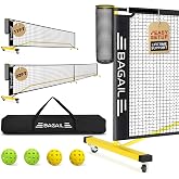 BAGAIL Portable Pickleball Net Set, 22 FT Regulation Size Pickle Ball Net with Ball Collector, 4 Balls and Carry Bag, Easy Setup for Outdoor Indoor Driveway
