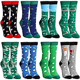 JaGely 8 Pairs Christmas Funny Golf Socks Women Men's Novelty Gifts Funky Sports Crew Socks for Golf Lover Funny Holiday Gifts for Women Men Teens