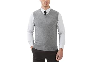 KALLSPIN Men's Sweater Vest Wool Blend V-Neck Knitted Sleeveless Pullover Sweater