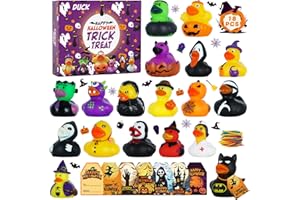AOT 18 Pcs Halloween Rubber Ducks,Halloween Ducks for Halloween Goodie Bag Fillers,Mini Duckies Baby Bath Toys for Halloween Party Favors Decorations Classroom Game Prizes