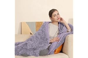 COZYTY Heated Blanket Throw Electric Throw Blanket, 5 Heating Levels & 4 Hours Auto Off, Super Cozy Luxury Faux Fur & Extra Thick Sherpa Heating Blanket, Machine Washable for Home Office, 50" x 60", Lavender