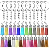 selizo 100Pcs Key Chain Ring with Chain and Tassel Pendants Bulk for Keychain Crafts Jewelry Making