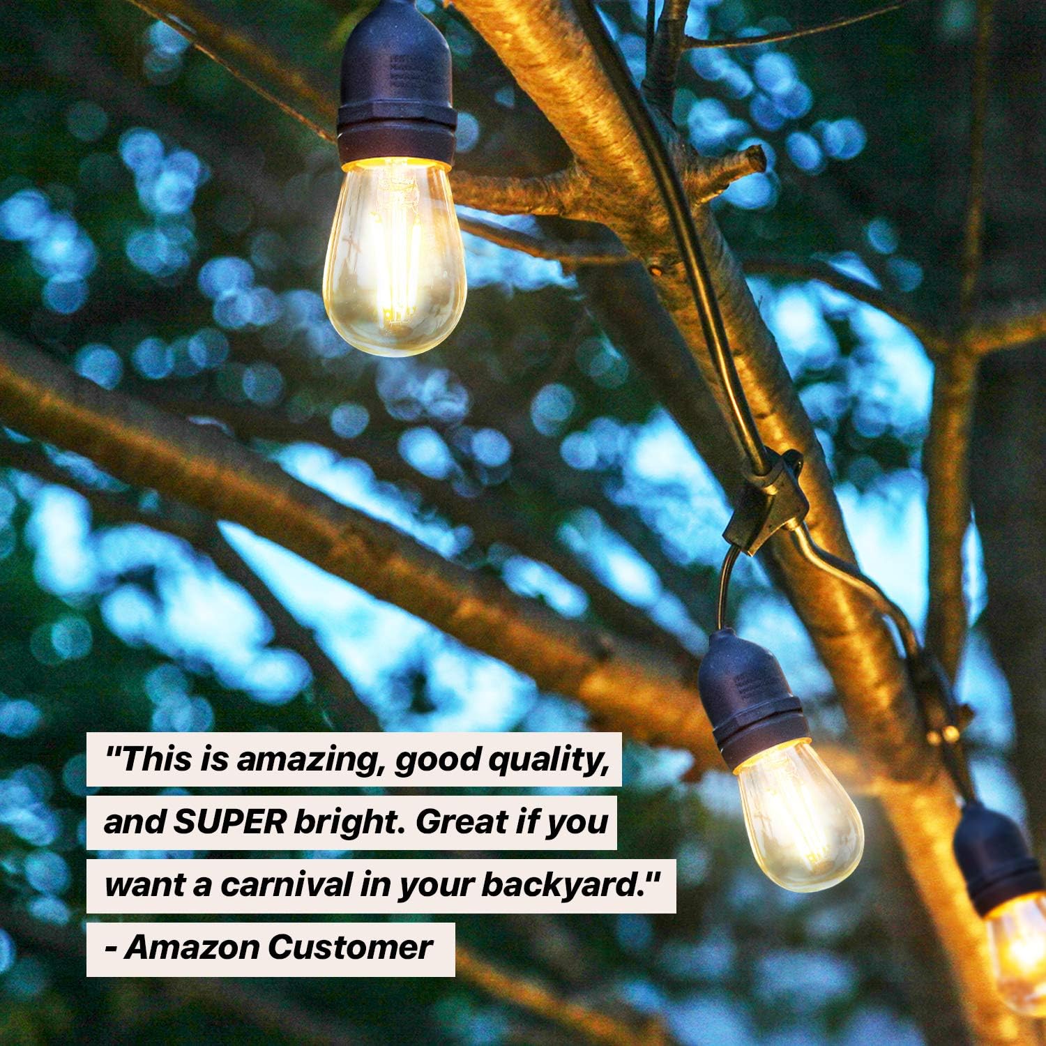Brightech Ambience Pro - Waterproof LED Outdoor String Lights - Hanging, Dimmable 2W Vintage Edison Bulbs - 48 Ft Commercial Grade Patio Lights Create Cafe Ambience in Your Backyard - Warm White : Garden & Outdoor