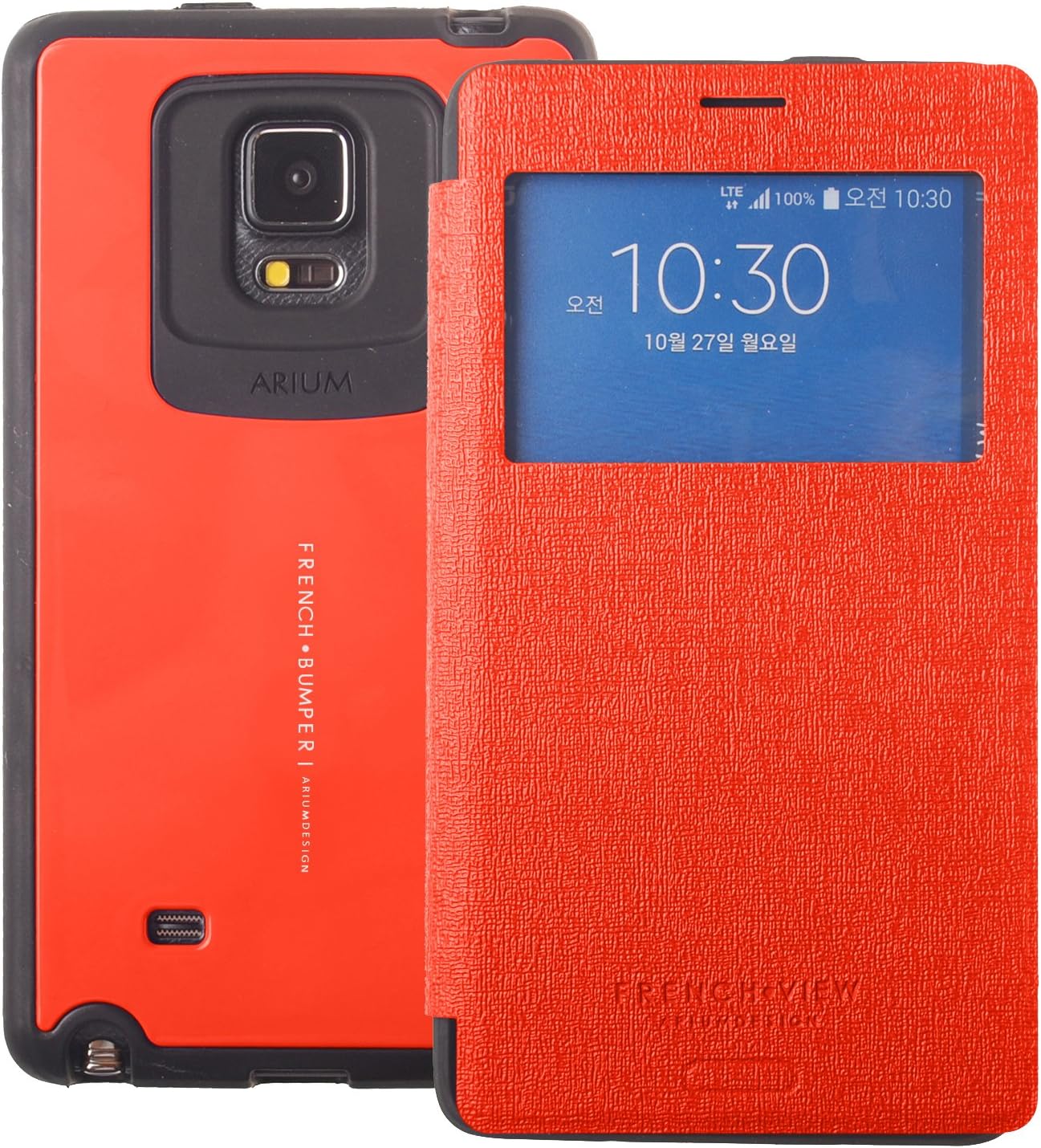 Note Edge Case, [Drop Protection] French Bumper [View Window] Flip Cover [Shock Absorption] Case *TPU Jelly + Synthetic Leather* for Galaxy Note Edge N9150 (Orange)