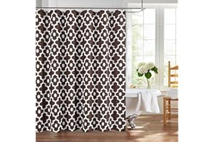 Biscaynebay Textured Fabric Shower Curtains for Bathroom 72" X 72", Brown Morocco Pearl Printed Modern Hotel Luxury Quality Cloth Bath Curtain Machine Washable