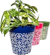 Hum Flowerpots 22cm Set of 3 Plastic Plant Pots Green Blue Pink Maroc view 7