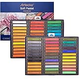 Artecho 72 Premium Soft Pastels, 70 Colors Including 4 Fluorescent Colors, Extra Free Black & White, Square Chalk for Drawing