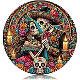 Day of Dead Sugar Skull Tin Sign Mexican Fiesta Wall Art Decor (8X8 IN) | Colorful Mexican Folk Art Vintage Metal Signs Garden Porch Outdoor Patio Home Decor Gardening Gifts for Dia de Muertos Fans