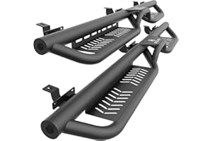 EYOUHZ Running Boards Compatible with 2007-2018 Jeep Wrangler JK JKU Unlimited 4 Doors, Two Stairs Design Side Steps Heavy-Duty Steel Nerf Bars Bolt-on Step Plates Rock Sliders Rail, Black