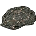 Mens Newsboy Cap High Woolen Tweed Gatsby Hat Ivy Cabbie Flat Golf Cap for Fathers Women Unisex