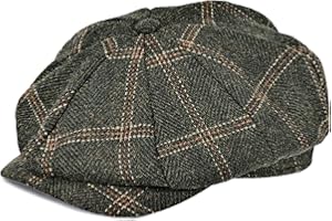 DSIA ZAMUR Mens Newsboy Cap High Woolen Tweed Gatsby Hat Ivy Cabbie Flat Golf Cap for Fathers Women Unisex