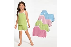 Girls Summer Clothes 8 Pcs Cami Tank Top and Shorts Beach Sets Casual Summer Outfits for Kid