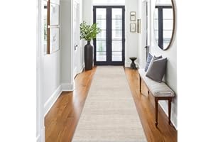 Art&Tuft Washable Runner Rug 2x8 - Kitchen Runner Rug Non-Slip, Soft Low Pile Hallway Runner for Bedroom Bathroom Laundry Living Room, Beige