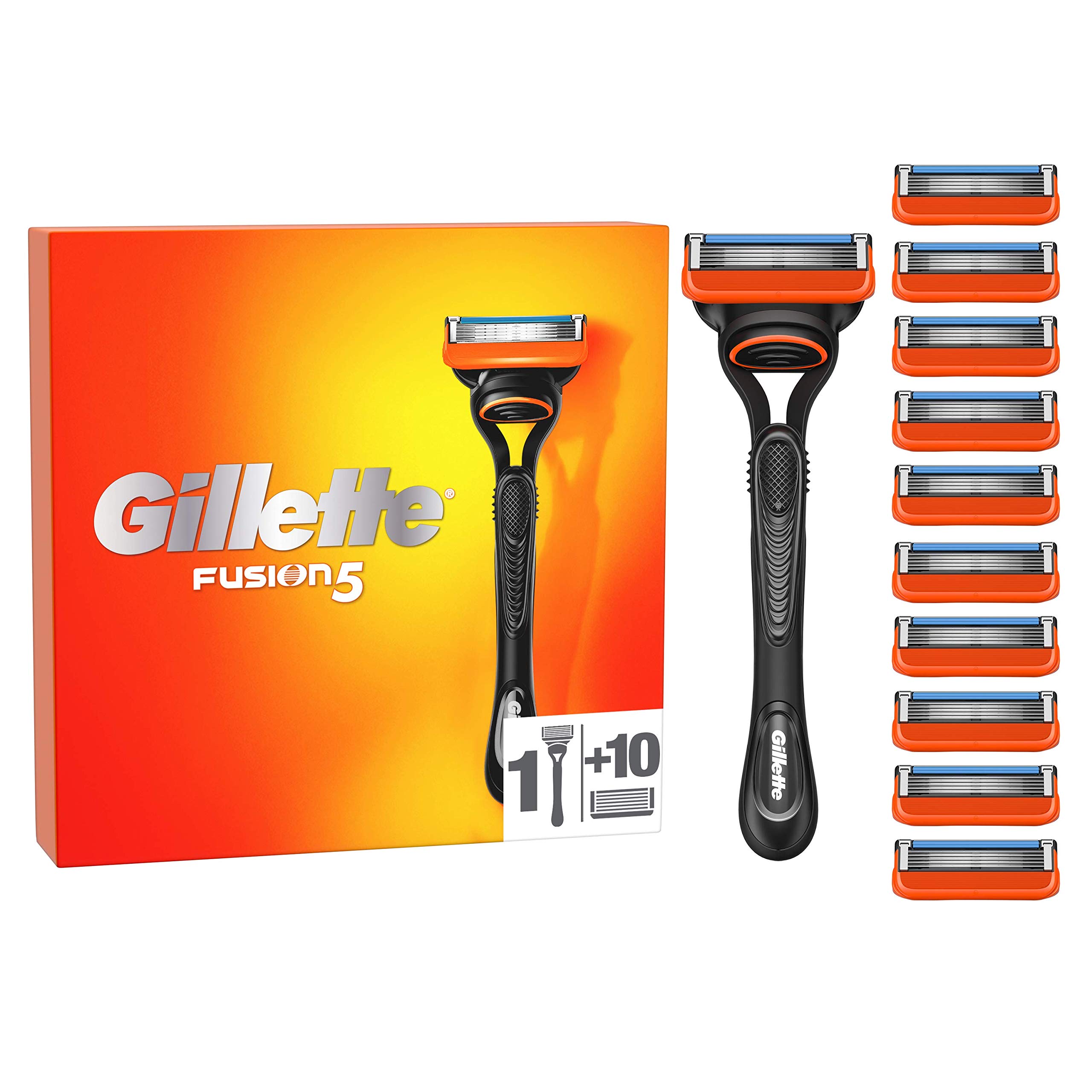 Gillette Fusion5 Men's Razor + 11 Razor Blade Refills with Precision Trimmer, 5 Anti-Friction Razor Blades