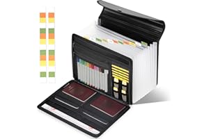 TUNROP Accordion File Organizer,12 Pockets Expanding File Folder with Multi Pockets,Office Home Portable Monthly Bill Organizer for A4 or Letter Size Documents, Paper,Receipts and Tax